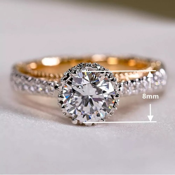 Two Tone 925 Silver Rings for Women Wedding Party - Picture 6 of 8